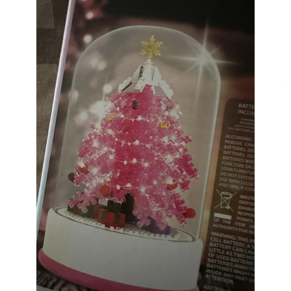 Block Tech Christmas Tree Snow Globe 283pcs Battery‎ Lights 8+ Building Set New